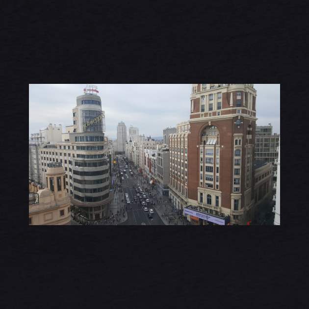 Spain, Madrid, Gran Via, Edificio Capitol - Edificio Carrión - A look from above on the street. by ART-T-O